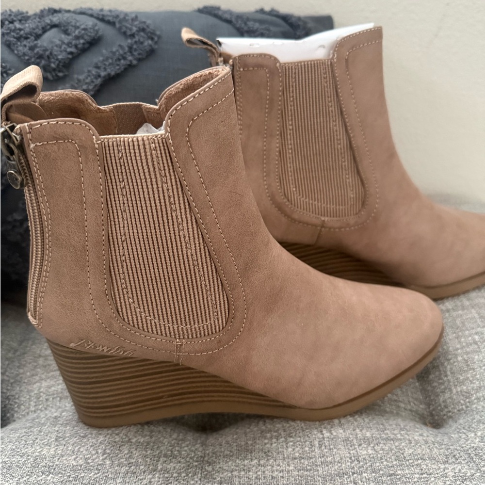 Blowfish Tan Ankle Booties with Wedge Heel
